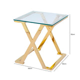 Axel Gold Metal End Table with Clear Glass Top