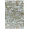 Modern area rug with abstract grey and gold pattern