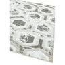 Modern area rug with grey geometric hexagon pattern on cream background