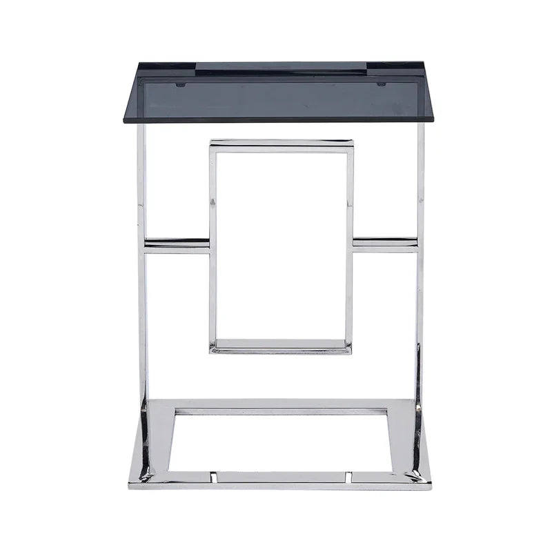 Apex Stainless Steel Console Table with Smoked Glass Top
