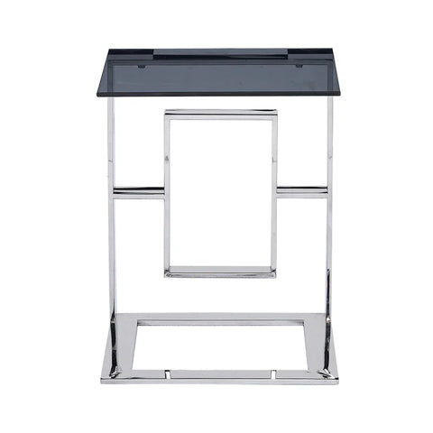 Apex Stainless Steel Console Table with Smoked Glass Top