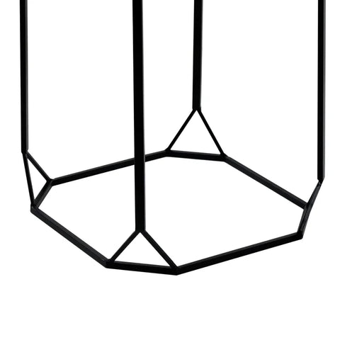 Set of 2 Black Metal Nesting Table with Black Mirror Top