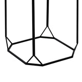 Set of 2 Black Metal Nesting Table with Black Mirror Top