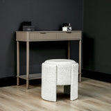 43cm Ivory Chenille Round Stool