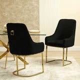Eris Black Velvet Dining Chair with Gold Legs