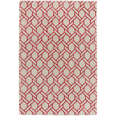 Nexus Fine Lines Silver/Red Rug - Image 1