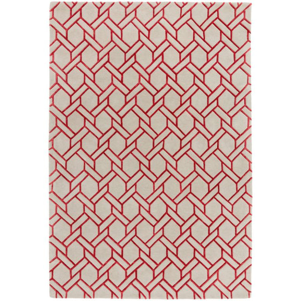Nexus Fine Lines Silver/Red Rug - Image 1