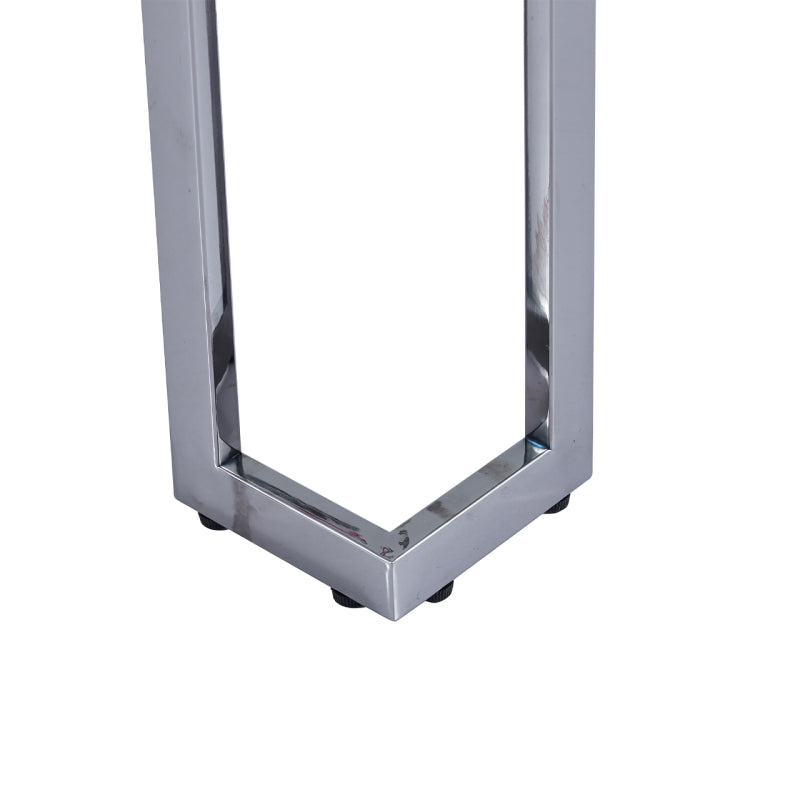 Aamari Grey Gunmetal Console Table with White Faux Marble Glass Top - KD