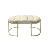 80cm Cream Velvet Medium Tufted Bench with Champagne Legs