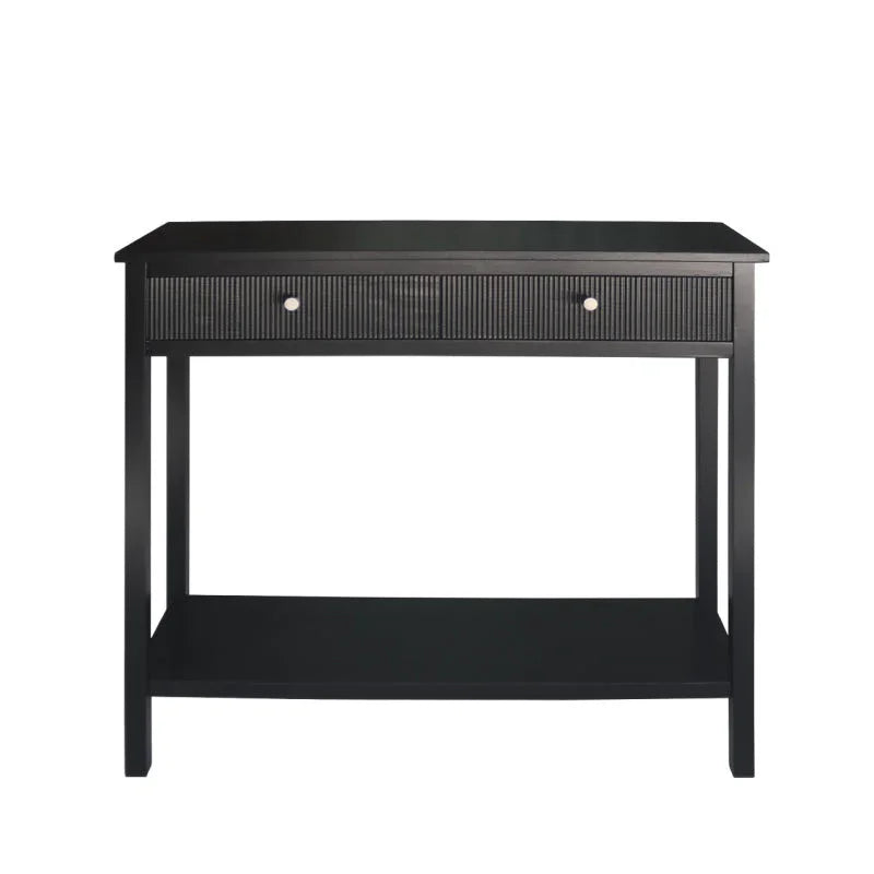 Lindon Black Wood 2 Drawer Console Table
