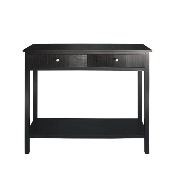 Lindon Black Wood 2 Drawer Console Table
