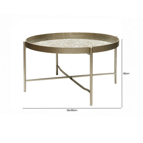 40cm Champagne Coffee Table with Leaves Design KD Legs