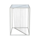 Luna Silver Metal End Table with Clear Glass Top