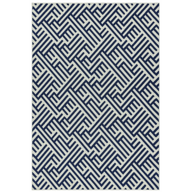 Antibes AN04 Blue/White Linear Rug - Image 1