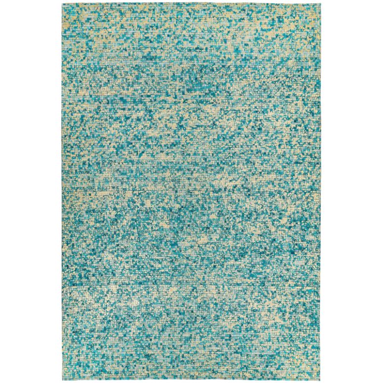Elona Mosaic Cowhide Aqua Rug - Image 1