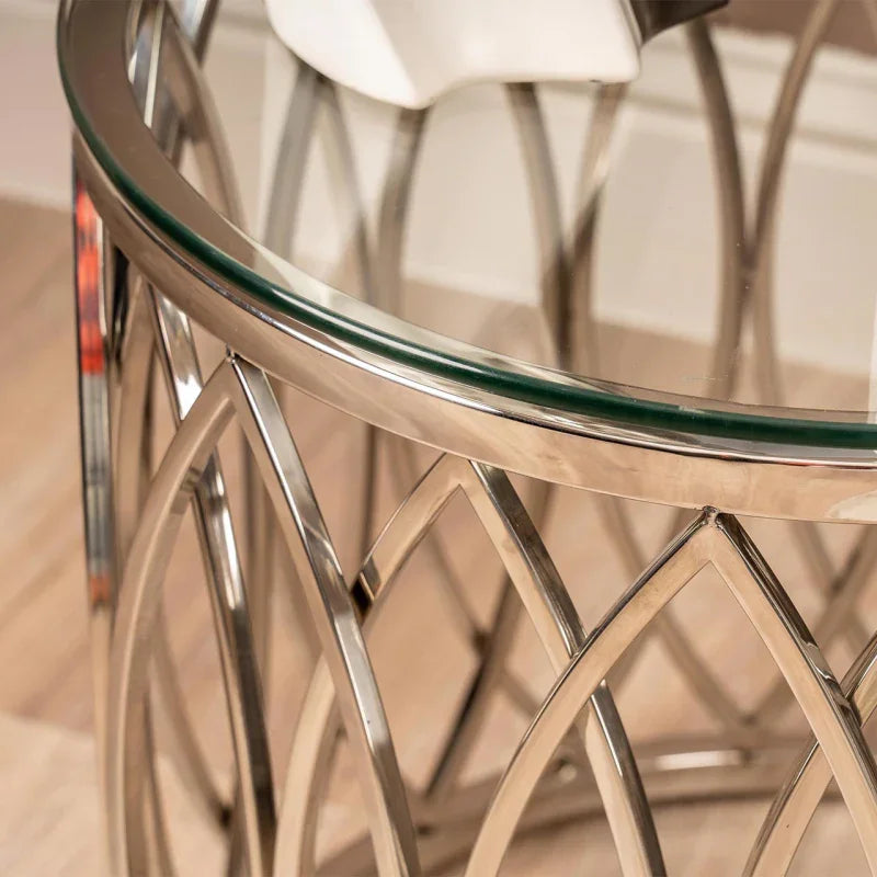 Willow Chrome Metal and Glass End Table