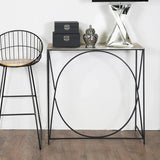Ekanshi Black Console Table with Nickel Top