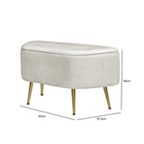 48cm Beige Velvet Storage Bench in Gold Legs