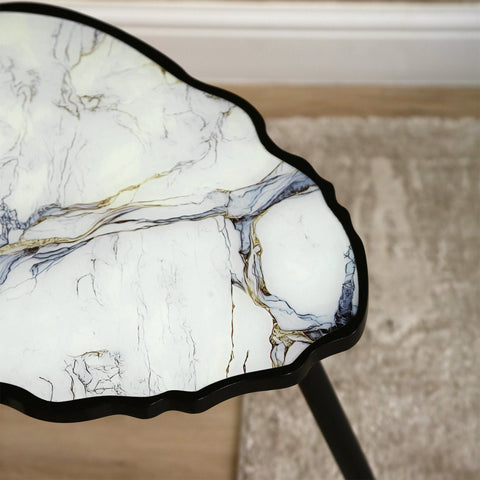 62.5cm White and Grey End Table