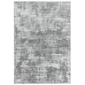 Grey abstract rug with textured pattern and soft pile, shown from above