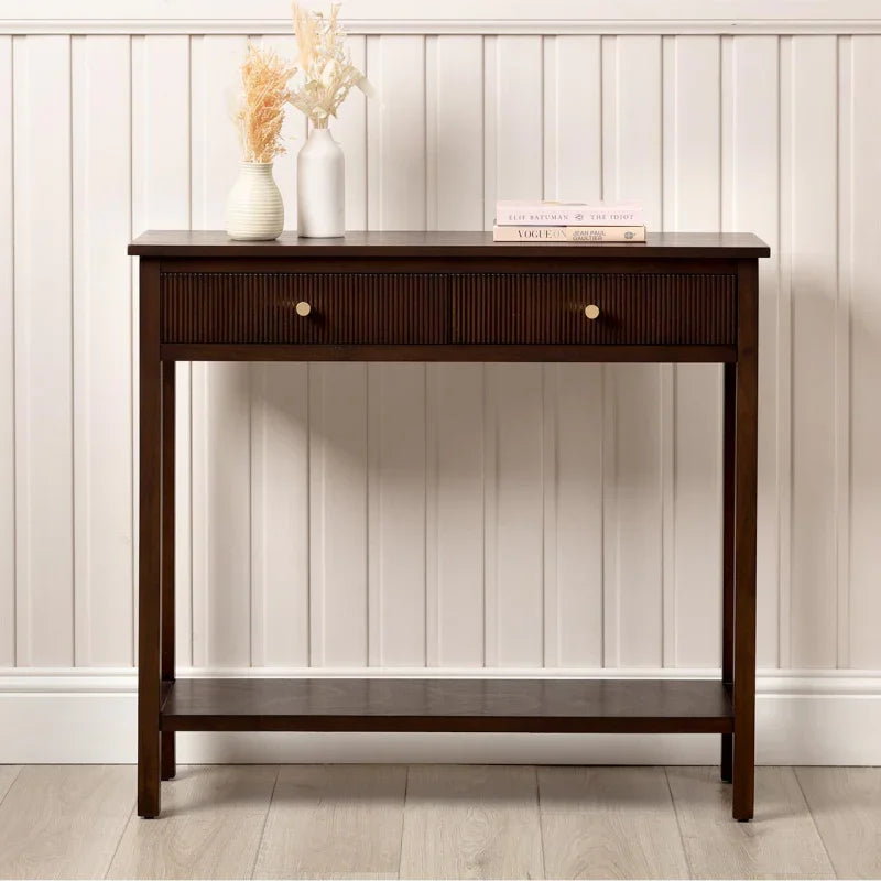 Lindon 2 Drawer Console Table Walnut Brown