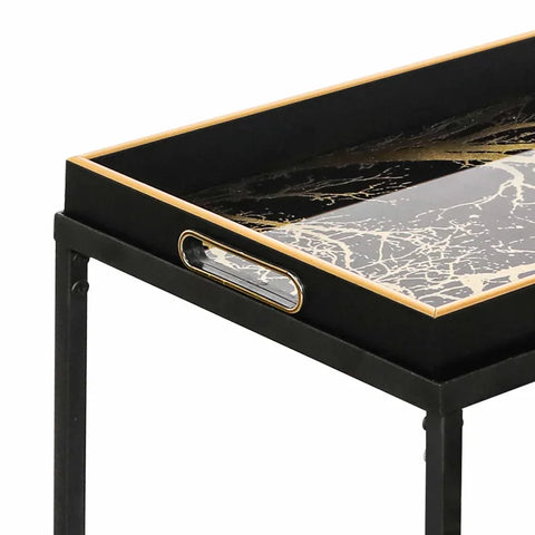 Set of 2 Black and Gold Nesting Tables