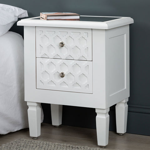 Casablanca White 2-Drawer Bedside Cabinet - DSP