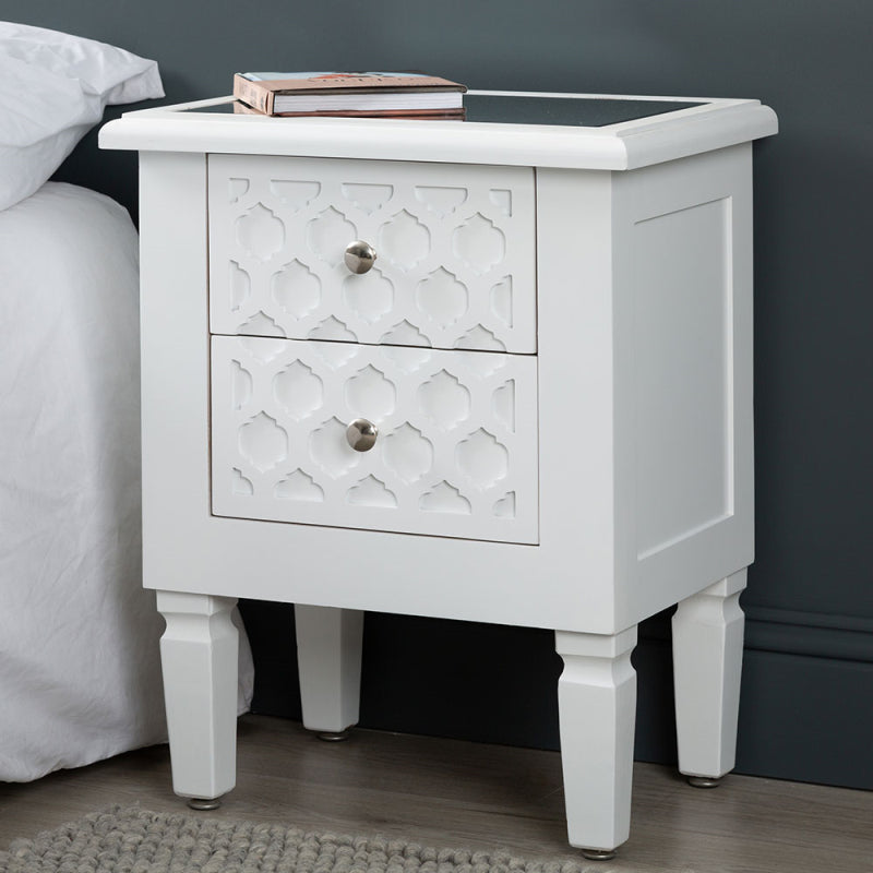 Casablanca White 2-Drawer Bedside Cabinet - DSP