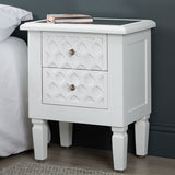 Casablanca White 2-Drawer Bedside Cabinet - DSP