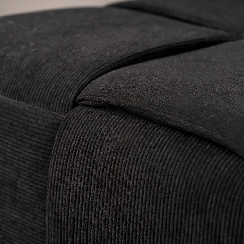 Black Velvet Square Woven Ottoman