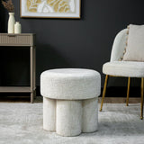47.5cm Ivory Chenille Round Stool