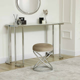 46cm Taupe Velvet Rizzo Stool with Matte Silver Legs