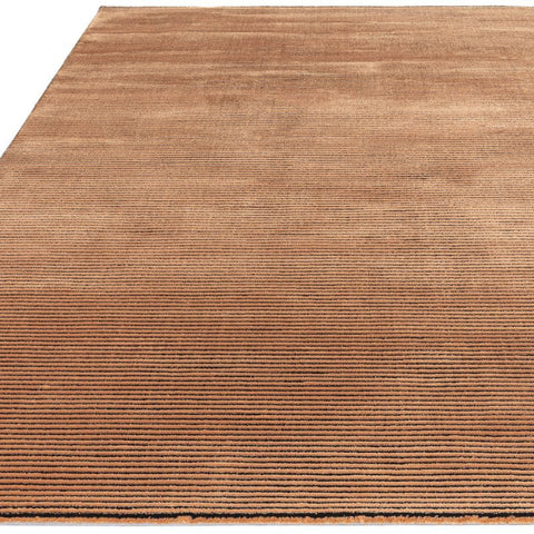 Kuza Plain Stripe Terracotta Rug
