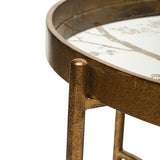 40cm Antique Gold and Mirror Top Coffee Table