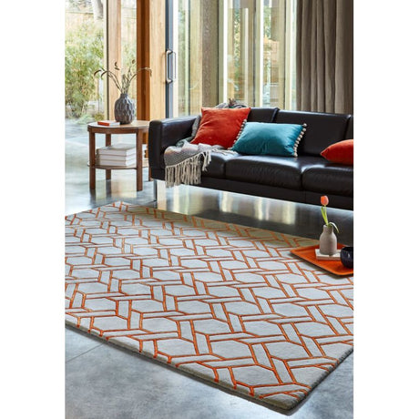 Nexus Fine Lines Silver/Orange Rug - Image 2