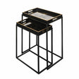 Set of 2 Black and Gold Nesting Tables