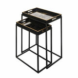 Set of 2 Black and Gold Nesting Tables