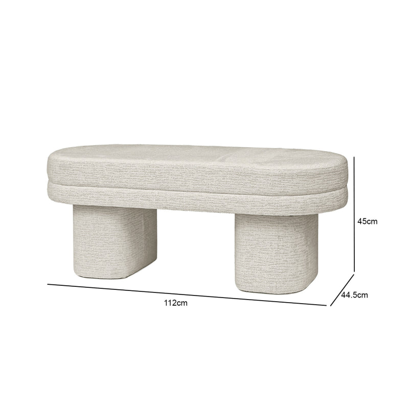 45cm Taupe Chenille Bench