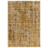 Gold abstract pattern area rug with textured linear design