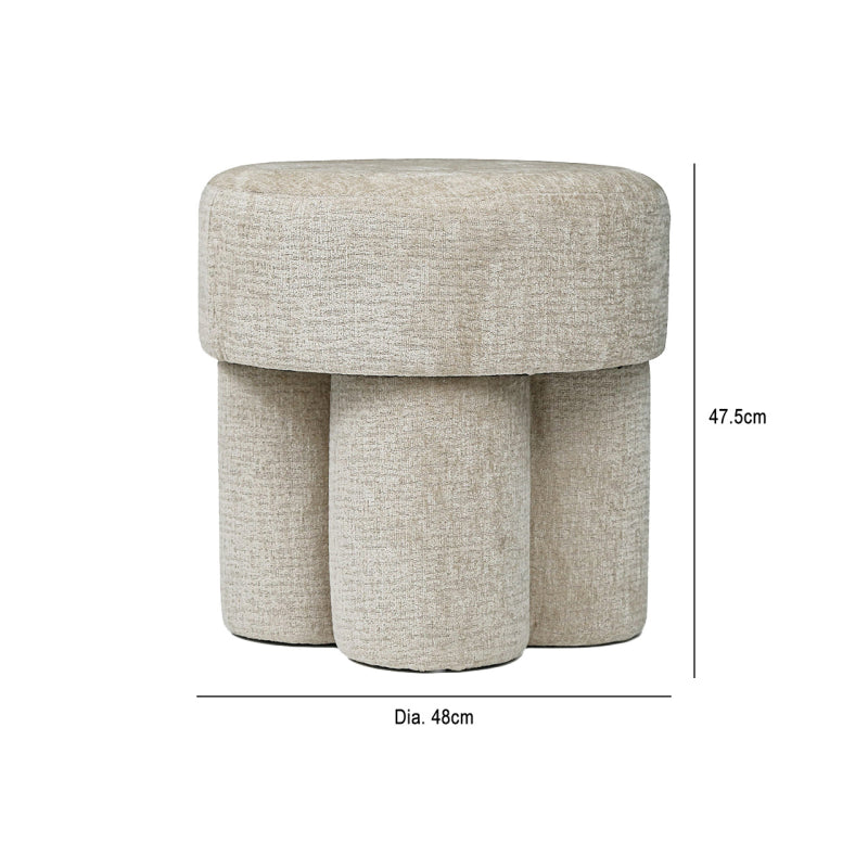 47.5cm Beige Chenille Round Stool