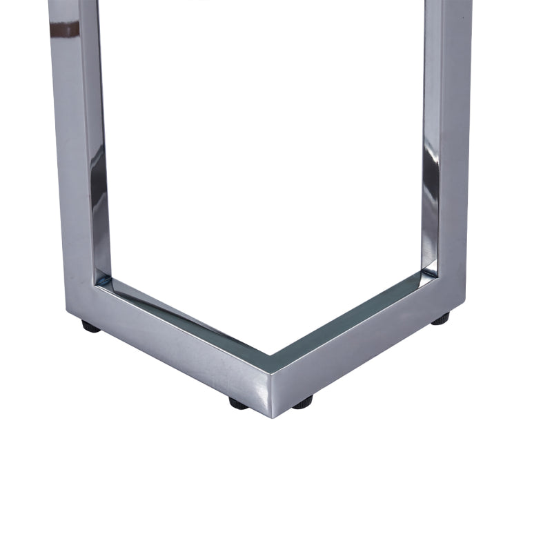 Aamari Grey Gunmetal Coffee Table with White Faux Marble Glass Top - KD