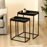 Set of 2 Black and Gold Nesting Tables