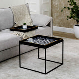 Black & White Metal Coffee Table with Tray