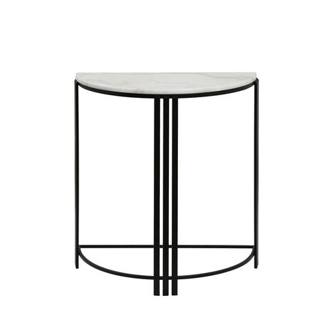 74cm Black Metal Console Table with White Marble Top