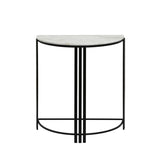 74cm Black Metal Console Table with White Marble Top