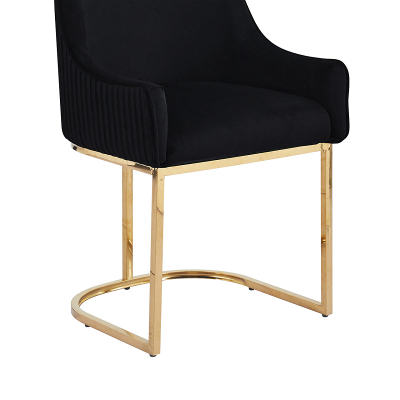 Eris Black Velvet Dining Chair with Gold Legs