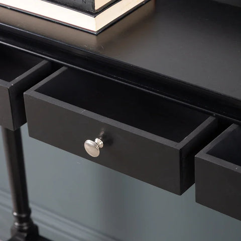 Delta Medium Black 3 Drawer Console Table with Ball Design Handle