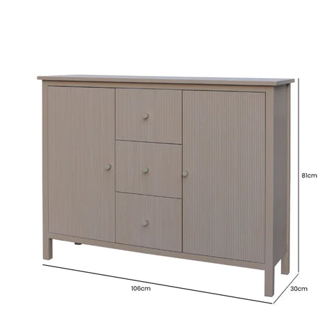 Lindon 2 Door 3 Drawer Taupe Sideboard with Nickel Handles