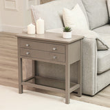 Lindon Taupe 2 Drawer Bedside Cabinet with Glass Shelf