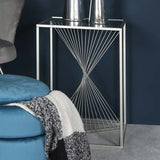 Luna Silver Metal End Table with Clear Glass Top